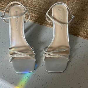 Betsey Johnson White Pearl Strappy Heels